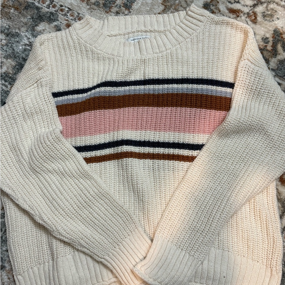 American eagle Cream and pink Sweater